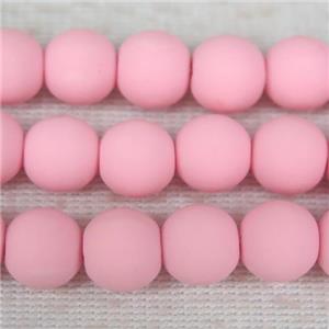 round pink Fimo Polymer Clay Beads, approx 8mm dia [GB10447]