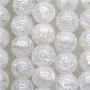 round white crackle glass crystal beads, approx 8mm dia [GB10457-8MM]