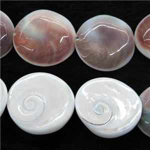 Shell Fossil beads, freeform, approx 35-40mm [GB10526]