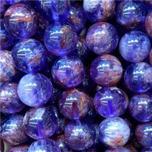 Natural Purple Phantom Beads Cacoxenite Smooth Round, approx 10mm dia [GB10527-10MM]