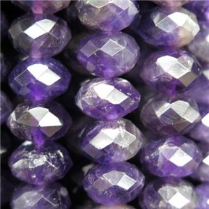 purple Amethyst beads, faceted rondelle, approx 7x10mm [GB10543]
