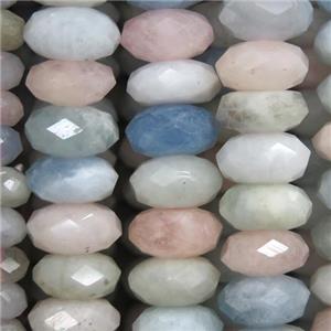 Morganite beads, faceted rondelle, approx 7x11mm [GB10545-7X11MM]