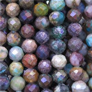 tiny Azurite beads, faceted round, approx 4mm dia [GB10553]