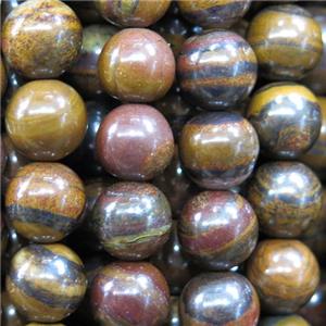 round yellow Iron Tiger eye stone beads, approx 6mm dia [GB10559-6MM]