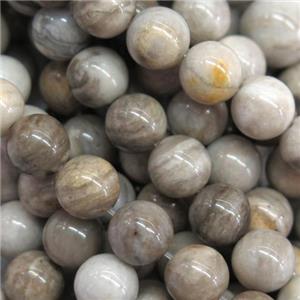 Natural Silver Leaf Jasper Beads Smooth Round, approx 4mm dia [GB10564-4MM]