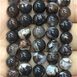 round black agate beads, approx 8mm dia [GB10582-8MM]