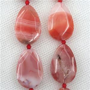 red agate beads, faceted teardrop, approx 20-30mm [GB10588]