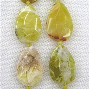 yellow Opal Jasper beads, faceted teardrop, approx 20-30mm [GB10589]