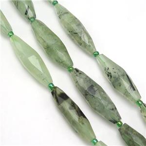 green Prehnite beads, faceted rice, approx 10-30mm [GB10597]
