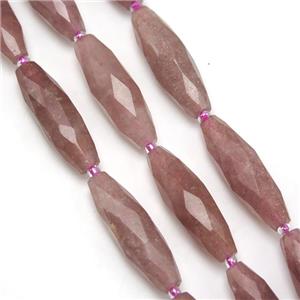 Strawberry Quartz beads, faceted rice, approx 10-30mm [GB10599]