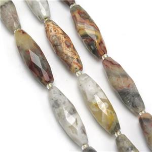 Crazy Agate Beads, faceted rice, approx 10-30mm [GB10601]