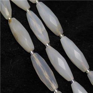 white Agate beads, faceted rice, approx 10-30mm [GB10622]