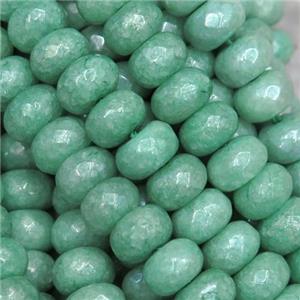 green Jasper beads, faceted rondelle, light plated, approx 5x8mm [GB10623]