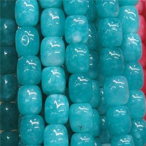 Jade barrel Beads, aqua dye, approx 9x11mm [GB10705]