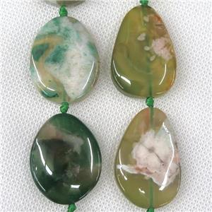 green Cherry Agate slab beads, freeform, approx 25-40mm [GB10710]
