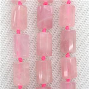 Rose Quartz Beads, faceted column, approx 11.5-16mm [GB10744]
