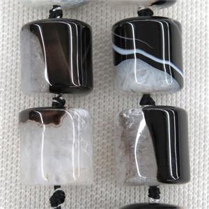 White Druzy Agate Column Beads Black Tube, approx 20-21mm [GB10754]