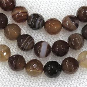 faceted round Coffee Stripe Agate Beads, approx 14mm dia [GB10777-14MM]
