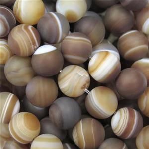 round matte Coffee Stripe Agate Beads, approx 14mm dia [GB10778-14MM]