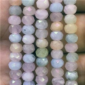 Morganite Beads, faceted rondelle, multi-color, approx 5x8mm [GB10794]