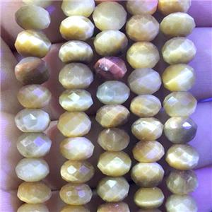 gold tiger eye stone beads, faceted rondelle, approx 5x8mm [GB10797]