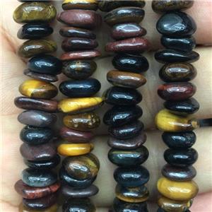 Tiger eye stone beads chips, mix color, approx 10-14mm, 3-5mm thickness [GB10814]