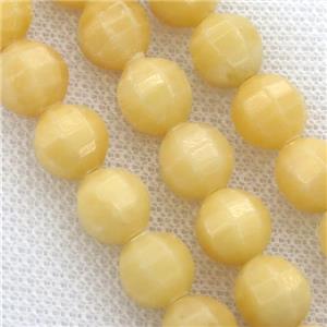 Yellow Jade Beads, faceted round, approx 9-10mm [GB10838]
