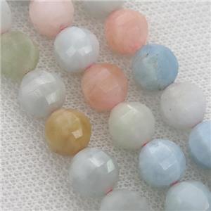 Morganite Beads, multi-color, faceted round, approx 9-10mm [GB10840]