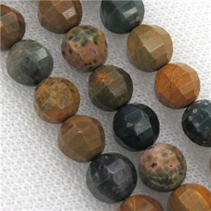 Ocean Agate Beads, multi color, faceted round, approx 9-10mm [GB10844]