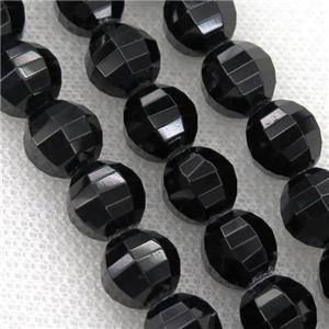 black Tourmaline Beads, faceted round, approx 9-10mm [GB10847]