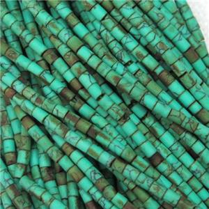 tiny synthetic turquoise tube beads, green, approx 2mm dia [GB10860]