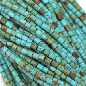 tiny synthetic turquoise tube beads, blue, approx 2mm dia [GB10861]