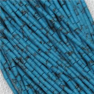tiny synthetic turquoise tube seed beads, blue, approx 2mm dia [GB10873]