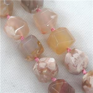 pink Cherry Agate beads, faceted round, approx 16-18mm [GB10895]