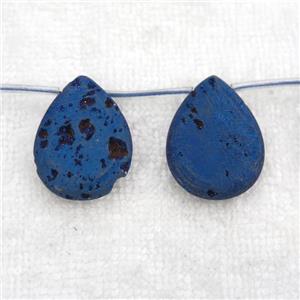 blue Druzy Agate teardrop beads, topdrilled, approx 20-30mm [GB10898]