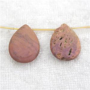 champagne Druzy Agate teardrop beads, topdrilled, approx 20-30mm [GB10899]