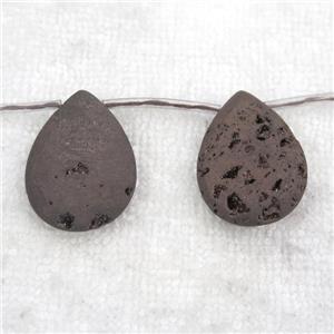 chocolate Druzy Agate teardrop beads, topdrilled, approx 20-30mm [GB10901]