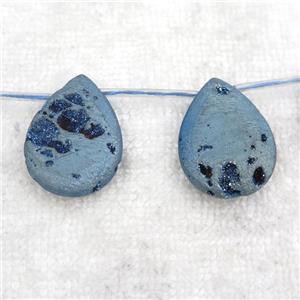 green Druzy Agate teardrop beads, topdrilled, approx 20-30mm [GB10904]
