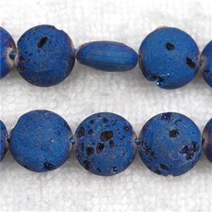 blue Druzy Agate circle beads, approx 14mm dia [GB10905]