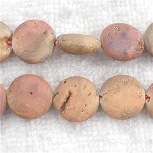 champagne Druzy Agate circle beads, approx 14mm dia [GB10906]