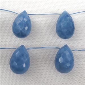 blue dye agate beads, faceted teardrop, topdrilled, approx 16-25mm [GB10921]