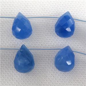 blue dye agate beads, faceted teardrop, topdrilled, approx 13-18mm [GB10922]