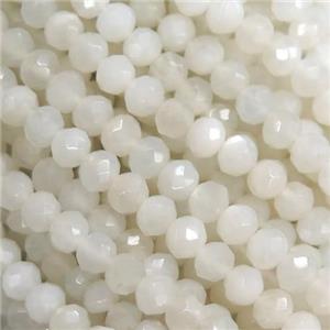 tiny faceted rondelle white MoonStone beads, A-grade, approx 4mm [GB10924]