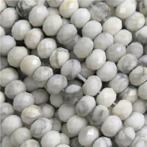 tiny white Howlite Turquoise beads, faceted rondelle, approx 4mm [GB10930]