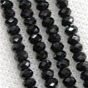 black Tourmaline beads, faceted rondelle, approx 4mm [GB10932]