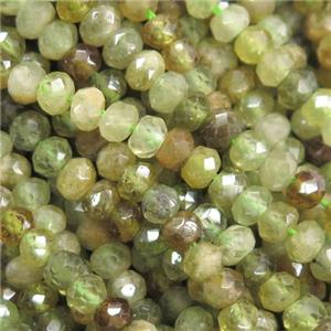 green Garnet beads, faceted rondelle, approx 4mm [GB10936]
