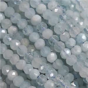 tiny blue Aquamarine Seed Beads, faceted rondelle, approx 3mm [GB10943]