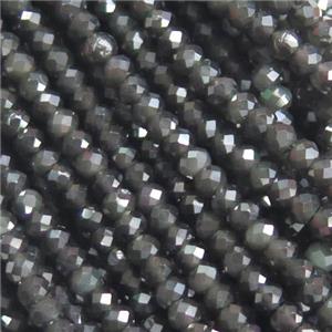 black Obsidian beads, faceted rondelle, approx 3mm [GB10952]