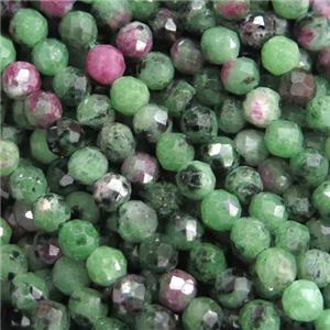 natural Ruby Zoisite seed Beads, faceted round, approx 2mm dia [GB10956-2MM]