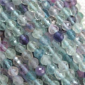 tiny Fluorite Beads, faceted round, approx 4mm dia [GB10957-4MM]